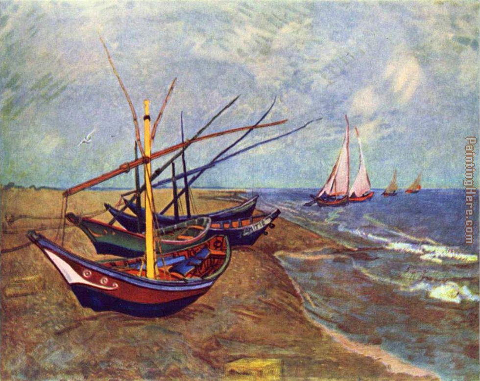Fishing Boats on the Beach at Saints-Maries painting - Vincent van Gogh Fishing Boats on the Beach at Saints-Maries art painting
